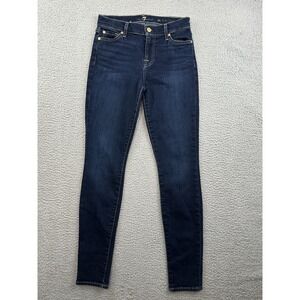 Seven For All Mankind The Skinny Jeans Womens 26 Dark Blue Mid Rise